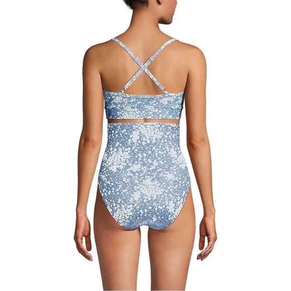 Land's End SlenderSuit pleated bikini Tankini Dusk Sky Meadow Ditsy Floral 22W - Picture 4 of 5